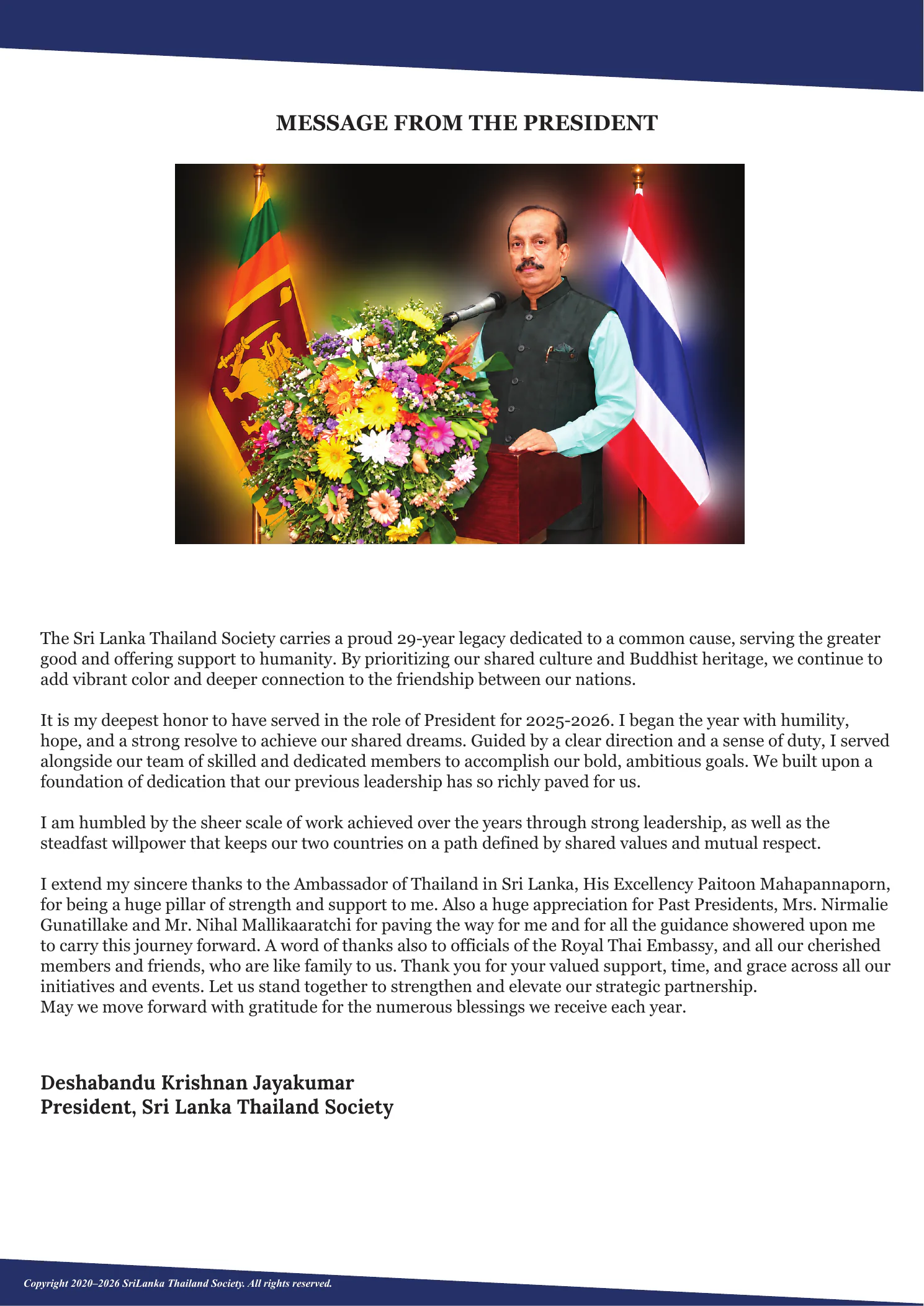 Page 3: Message from the President