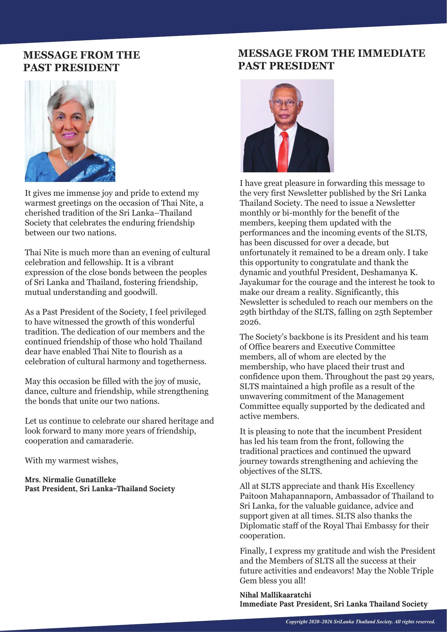 Page 4: Messages from the Past Presidents