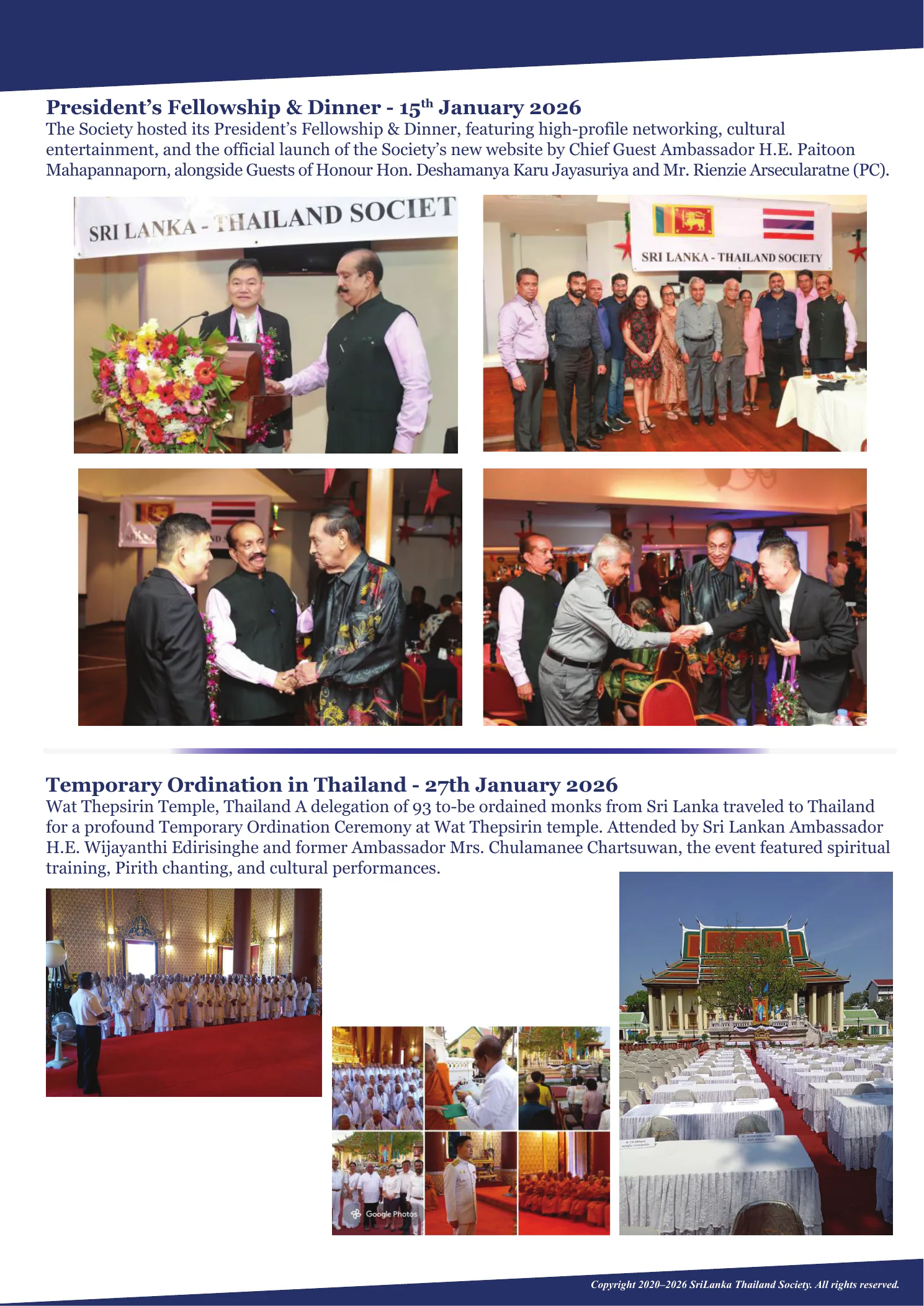 Page 10: President's Fellowship Dinner and Temporary Ordination