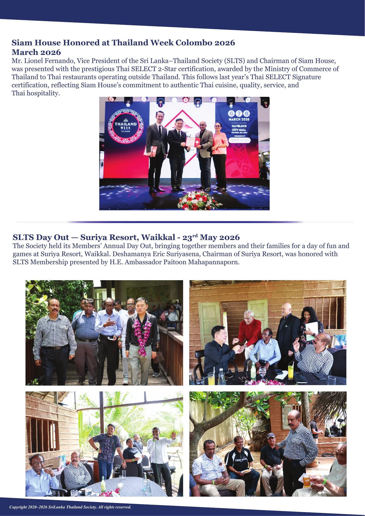 Page 11: Thailand Week and SLTS Members' Day Out