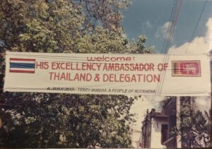 Banner welcoming His Excellency the Ambassador of Thailand and his delegation