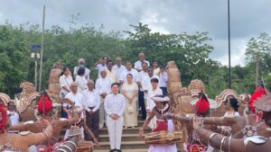 Traditional Kandyan drummers and dancers taking part in an outdoor procession